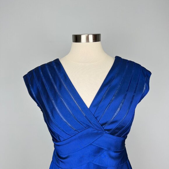 Adrianna Papell Womens Blue Shutter Pleat Cocktail Dress Sleeveless size 8 - Picture 3 of 14